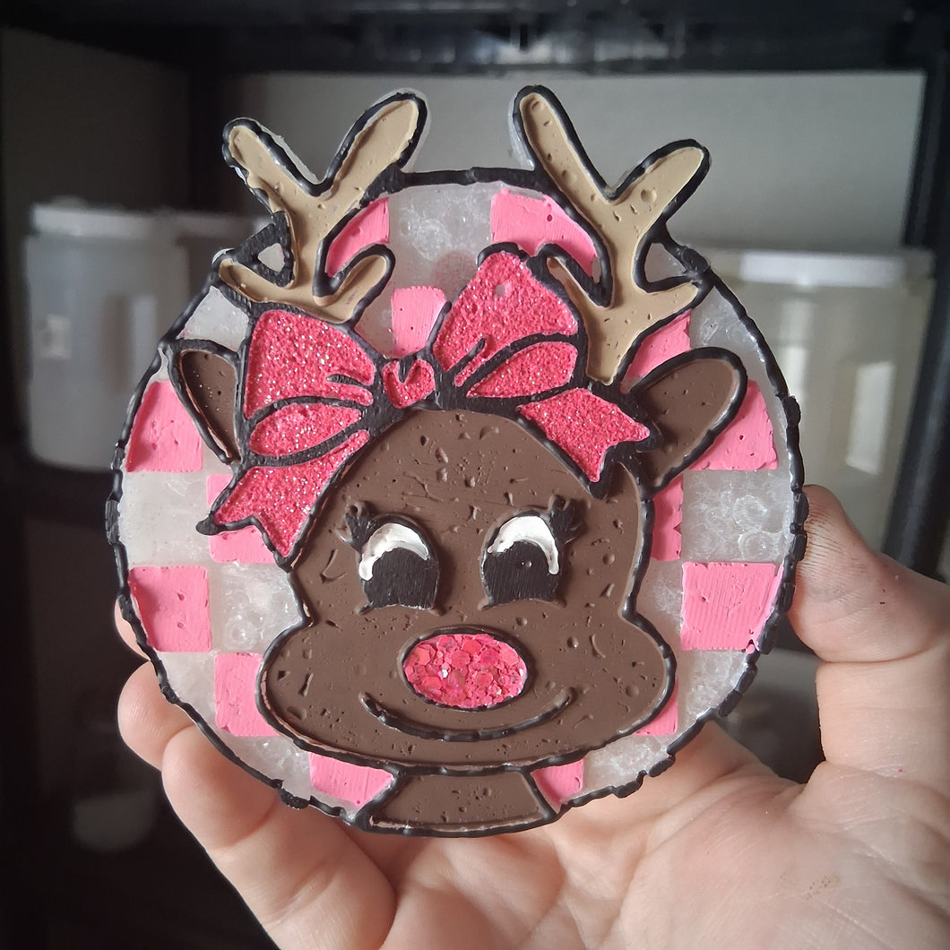 Checkered Reindeer Round