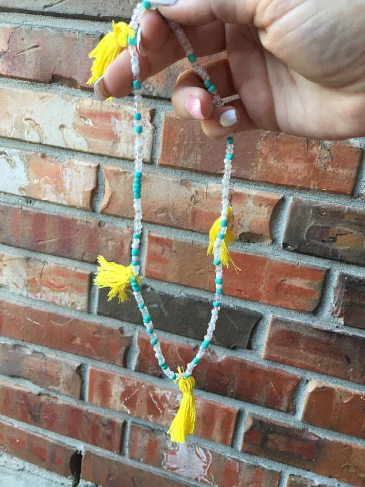 Yellow, White & Turquoise Car Charm