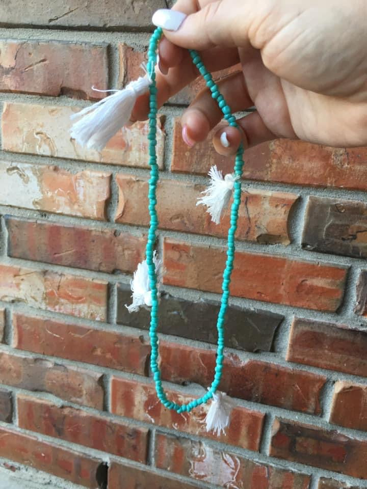 White & Turquoise Car Charm